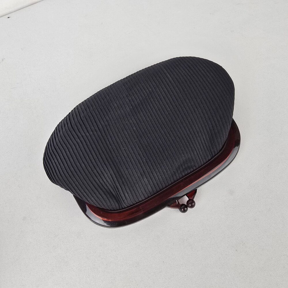 Vintage 1950s Tortoiseshell Lucite Frame Clutch Black Ribbed Evening Bag Kisslo
